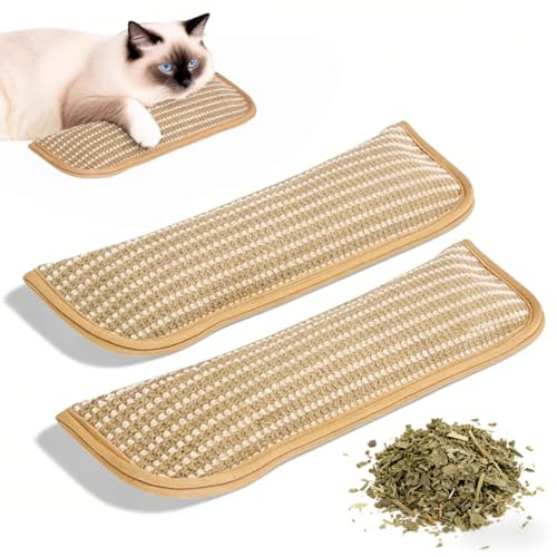 Due Cuscino in sisal naturale con erba gatta integrata e corda, resistente e ideale per il gioco. Perfetto per gattini e gatti adulti