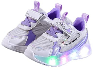 2026 zapatillas de niña para niños pequeños, zapatillas luminosas para correr, antideslizantes, cómodas, transpirables, informales, zapatos de juego al aire libre para niños de 1 a 6 años, morado, 30
