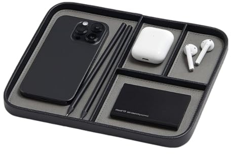 HIKENRI Lederschale Valet Tray,Mode Nachttisch Im Eingangsbereich Schale Für Schlüssel,Schlüssel Ablage Tray Für Schlüssels,Telefon,Uhr,Schmuck,Geldbörse