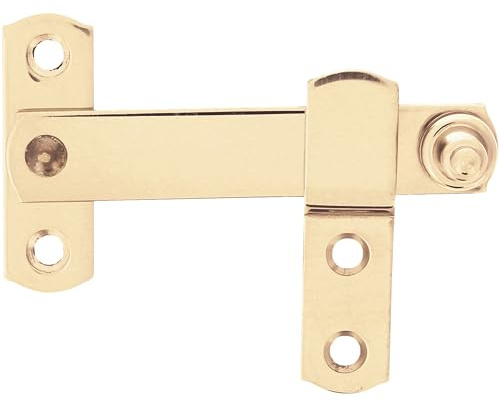 Amig - Slät, förgylld jalusilås med polerad mässingsflik - 80 x 46 mm - Stötsäkert och brottsäkert säkerhetslås för fönster - Skruvar ingår