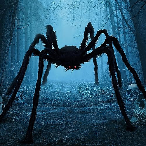 JOYIN 6.5ft Halloween Spider Outdoor Decorations, Scary Giant Large Spider Props for Halloween Outside Decor, Indoor Party Supplies and Yard Lawn Decoration, Black