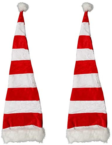 Ciffre 2 Stück im Set Weihnachtsmütze Nikolausmütze Winter Mütze Mützen Nikolaus Rot Weiß Lang