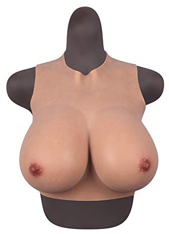 FSYH Silikon Brust Brustformen Runder Kragen B-G Cup Künstliche Brüste Enhancer Für Crossdresser Transgender Drag Queen Mastektomie Cosplay BH, Bronze,G Cup