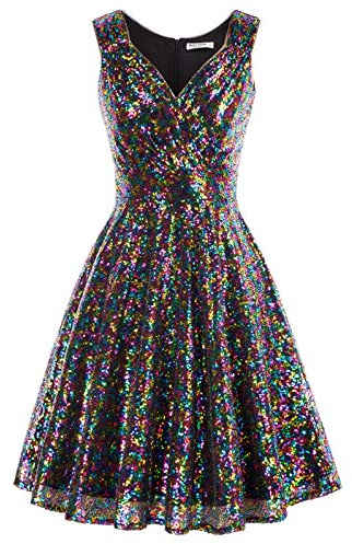 abito anni '50 abito da cocktail da Donna senza maniche abito a trapezio abito vintage abiti eleganti CL1061-10 L