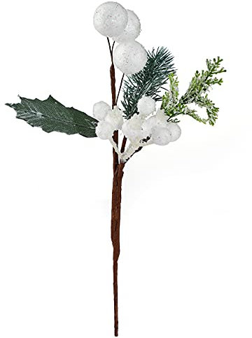 Mokyler Künstliche Stechpalmen-Beeren, Tannenzapfen, Zweige, künstliche Tannenzapfen, Zweige, für Weihnachten, Party-Dekoration, 6 Stück