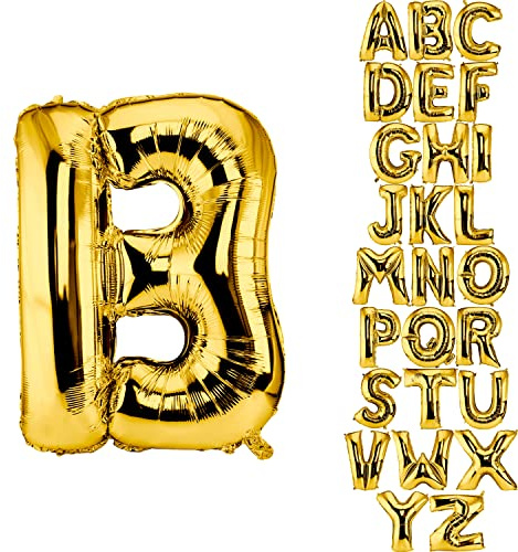 DekoRex Folienballon Gold 82cm Luftballon Geburtstag Hochzeit Deko (Buchstabe B)
