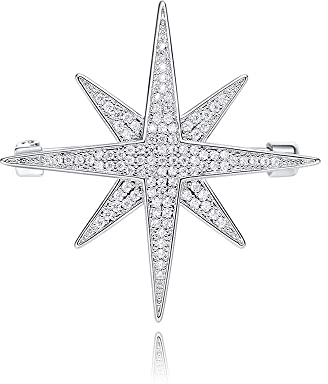 Broche de estrella de diamantes de imitación para mujeres y niñas, hombres, moda de cristal delicado CZ plateado alfileres de solapa, accesorios de ramo, joyería de Navidad, boda, decoración unisex