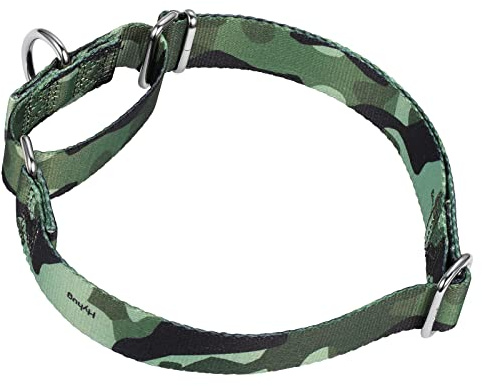 Fantastiskt halsband med hundar som flyger – Hyhug husdjur uppgraderat rymningssäkert martingalehalsband för hundar daglig användning promenader och träning (storlek L, kamon)