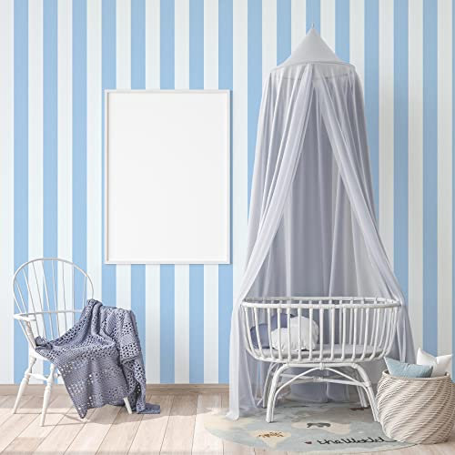 TADESSI Tapete Kinderzimmer M1-No.771 Vliestapete Blau Weiß Streifentapete Jungenzimmer Mädchenzimmer