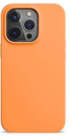 WIIUKA Hülle für iPhone 14 Pro Max, Softtouch Silikon, Recycelter Kunststoff, extra schlank - Silikonhülle, Premium Handyhülle, Case, Qi, Apricot Orange