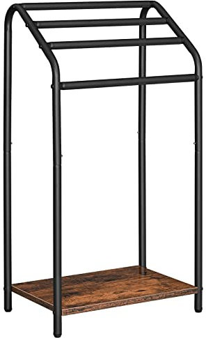 HOOBRO Handtuchhalter Stehend, Groß Handtuchständer mit 4 Handtuchstangen, 41,5 x 28,5 x 79,5 cm, Kleiderständer für Kleidung, Badetücher, Decken, platzsparend, Stabil, Industriestil EBF64LB01