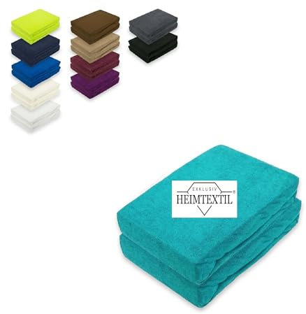EXKLUSIV HEIMTEXTIL Doppelpack Frottee Spannbettlaken Premium Türkis 200 x 220 cm
