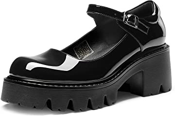 DREAM PAIRS Women's Chunky Platform Mary Janes Shoes Buckle Strap Round Toe Flats Shallow Mouth Japanese Sweet Lolita Princess Shoes