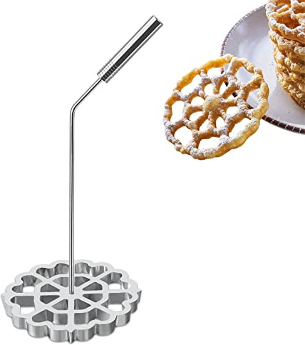 Bunuelos Mold with Handle,Rosette Timbale Iron Set Aluminum Waffle Molds with Handle,Funnel Cake Ring,Molde Para Buñuelos De Viento Maker Mexicanos,Rosette Cookie Cutter Tool