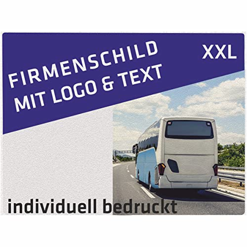 INDIGOS UG - Firmenschild - Schilder selbst gestalten 100x50 cm - mit Ihrem Logo, Firmenname, personalisierte Geschenke - Foto & Wunschtext - Schild für Rezeption, Lobby, Firma, Hotel, Empfang,