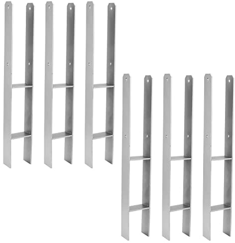 Ansobea H-stolphållare, H-ankare, stolpankare, set, H ankare, stolpar, H-form, stålhållare för stolpar, staket, carports, stylhus (6 stycken, 101 x 600 x 5 mm)