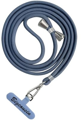 Bigcousin Tour de Cou Telephone Universelle,Réglable Amovible en Nylon Pendentifs Collier de Longe Porte-clés Cordon pour Plupart de Téléphones Intelligents,Gris Bleu