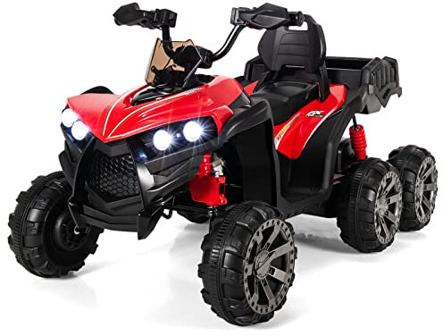 COSTWAY 12V Elektro Kinderquad, Elektroquad mit Kofferraum hinten, Elektrofahrzeuge mit LED-Lichtern & Musik, 6 Räder Kinder Quad, 3-6 km/h, Elektroauto für Kinder ab 3 Jahren