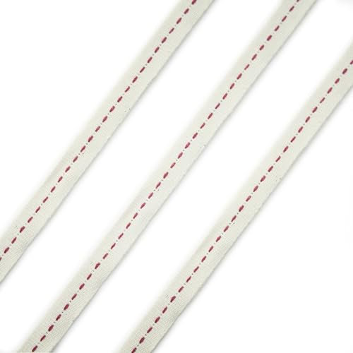 HAND® Flaches Baumwollseil für Verzierung von Kleidungsstücken, 5 m x 10 mm, Cremefarben / Rot