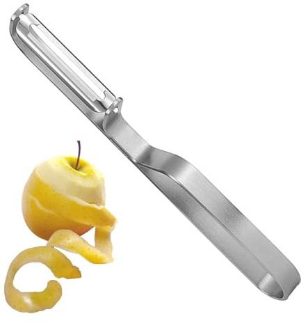 Pelador de acero inoxidable, pelador de cocina en acero inoxidable, herramienta ergonómica para pelar verduras para uso diestro y zurdo para pepino, patata, zanahoria, cebolla