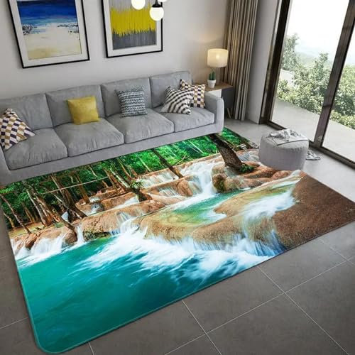 Wald Natur Schöne Landschaft Teppich Kinderteppich Wohnzimmerteppich Schlafzimmerteppich 3D-Gedruckter Superweicher Flanellteppich 180 X 280 Cm - Polyester-Soft-Touch,Leicht Zu Reinigen Mit Gu -7X1O1B