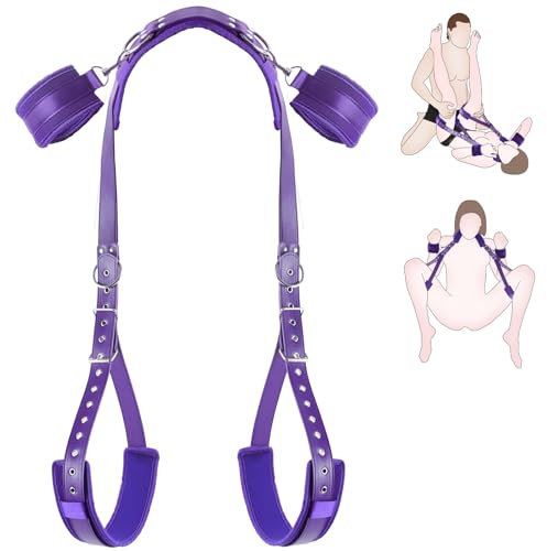 Sex Spielzeug für Die Paare Extrem Hart BDSM Bondage - Offenes Bein Fesseln Handschellen für Sexspiele, Sex Toys Bondageset Fessel Set Anfänger (Lila)