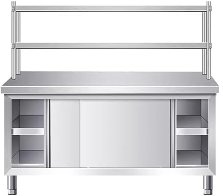 MTSYXYM Arbeitstisch Edelstahl,Outdoor Küchenschrank,Im Kommerziellen Edelstahl-Tisch,abgerundete Ecken, leicht zu reinigen, verstellbare Tischbeine,Für Garage, Haus, Lager Und Küche.
