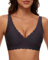 OXYIBRAS Women's Non-Wired Plunge Scalloped Bra - Padded Wireless Comfort Everyday Black L