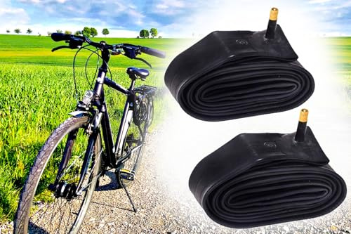 2X Fahrradschlauch 27-28 Zoll, 28-47/609-630-622-635, Schrader-Ventil Autoventil AV40 formgeheizt hochelastisch für Mountainbike, City, E-Bike