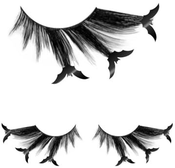FIESTAS GUIRCA | Pestañas Murciélago para Mujer - Maquillaje y Accesorio de Disfraz para Halloween y Fiestas de Gata-Murciélago - Pestañas Postizas para Make Up Gótico - Negro