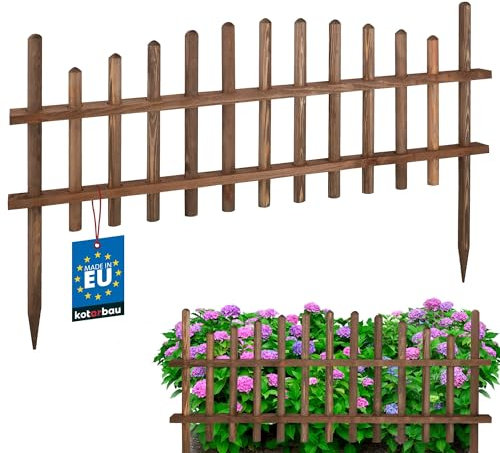 KOTARBAU® Clôture Jardin En Bois Traité À Enfoncer Wengé 85 cm |Bordure Jardin Bois |Bordure Jardin Extérieur Bois |Bordure Bois |Bordure Bois Jardin Extérieur |Bordure De Jardin En Bois À Planter