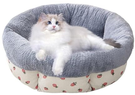 Katzenbetten für Hauskatzen, warmes rundes Donut-Haustierbett, maschinenwaschbar, rutschfeste Unterseite, gemütlich, weich, maschinenwaschbar, kuscheliges Luxus-Welpenbett mit rutschfester Unterseite