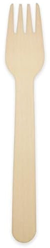 Monouso | 250 Tenedores de Madera Desechables, 16cm, Color Natural, Compostable, Tenedores para Comidas, Aperitivos, Catering, Picnic, Camping