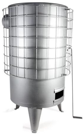 Estufa leña redonda chapa nº4 68cmx36ø plata s-horiz 120ø 7 kw