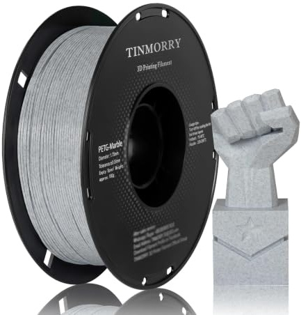 TINMORRY PETG filament 1,75, marmor PETG 3D-skrivarfilament, kompatibel med Bambu FDM 3D-skrivare, 1 kg 1 spole, marmorgranit