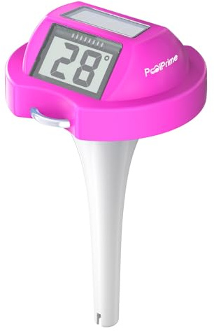 PoolPrime Termómetro Piscina de Doble Pantalla, Lectura Fácil, Termometro Piscina Flotante con Pantalla Digital, Resistente al Agua IPX7 para Bañeras de Hidromasaje, Bañeras Frías y Piscinas(rosa)