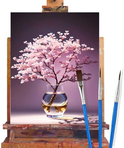 Malen Nach Zahlen Erwachsene Blume,pink Malen Nach Zahlen DIY set Handgemalt Ölgemälde,Mit Pinseln und Acrylfarbe,Bastelset Erwachsene Frauen für Geschenke und Home Wand Dekor (Rahmenlos,90x120cm) C94