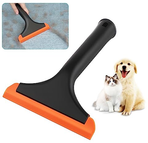 Werwing Long-Handle Silicone Pet Hair Removal Brush – 8 Ergonomic Carpet Rake for Furniture, Cars & Pet Beds | Reusable Rubber Broom for Dog & Cat Hair on Carpets, Upholstery