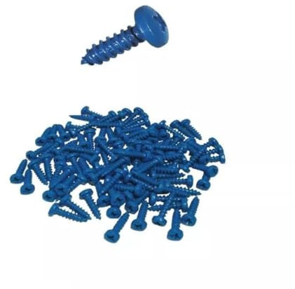 100 PZ - Viti per Targa Auto GAMBC® - Universale x Targa Moto e Auto - Fissaggio Targa - A Croce Antiruggine - Alternativa ai Rivetti Targa e ai Bottoni Targa Auto - Viti BLU