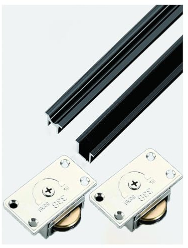 Cabinet Bypass Barn Door Hardware Kit Single Track Sliding Barn Doors Track Kit for Doors Storage Closet(80cm/31.4in)