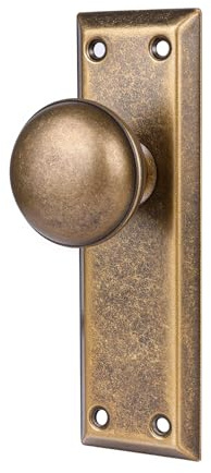 ToPToToo Dummy Door Knob Interior, Inactive Door Knobs for Closet, Antique Bifold Door Knobs Replacement, Single-Side Dummy Old Style Door Handle, Vintage Brass, 2 Pack