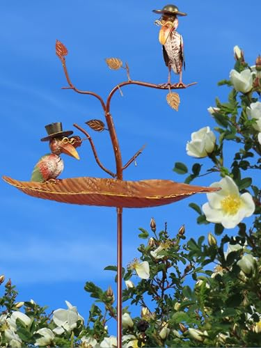 POMMERNTRAUM ®| Vogelfutterstelle Vogelbad Vogeltränke Vogelbecken aus Metall Gartendekoration Gartenstecker Raben Vögel (Prof. Dr. Rabe + Sohn)