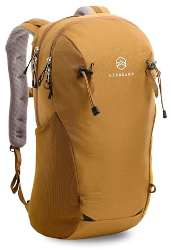 NORDKAMM® Profi Wanderrucksack 20L, klein - nur 680 g, Rucksack 20l aus Robic® Performance Nylon, Damen und Herren, inkl. Regenhülle (Yellow-20L-Short)