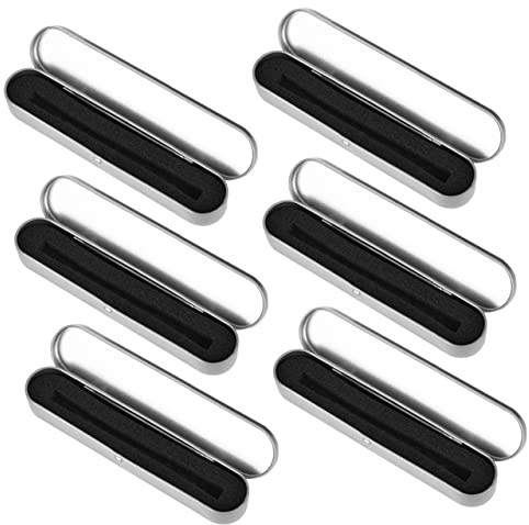 LALAFINA Metal Pencil Organizer Tinplate Pencil Case with Liner 6pcs Set Portable School Student Pen Storage Box for Daily Use