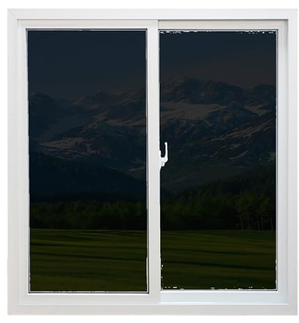 Film Anti Chaleur 120 x 200 cm Protection UV, Vie Privée et Soleil sans Perçage Film Occultant Fenêtre Anti Regard Miroir Fenêtre sans Tain pour Maison Bureau Chambre, Noir