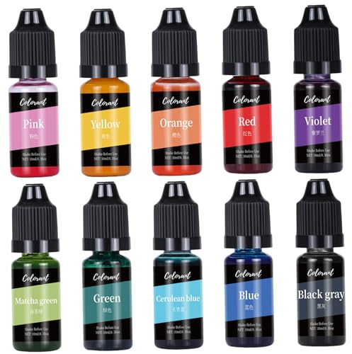 Kerzenfarbstoff, 10 Farben Kerzenfarbstoff, 10 ml/Flaschenfarbe, flüssiges, lebendiges Wachs auf Ölbasis, hochkonzentrierte Herstellungsmaterialien, für Sojawachs