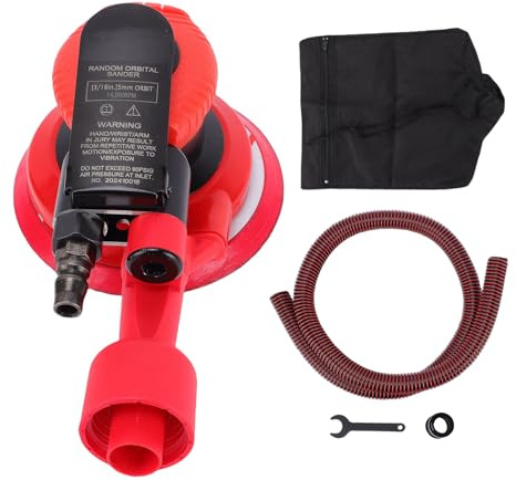Greensen Lijadora Neumática Orbital Aleatoria de 5 Pulgadas, 14000 RPM con Función de Vacío, para Pulir, Encerar y Lijar con Oscilación Orbital de 5 Mm y Funda de Goma suave.