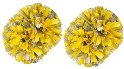 GIUPLOKID Accessori per Il tifo: Palline Colorate, Pompon da Cheerleading 4 Pezzi Multicolore 6 Pollici(Yellow)