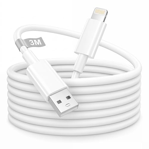 iPhone Charger Cable 3m, Long USB to Lightning Cable [Apple MFi Certified] White USB lightning cable, iPhone usb Fast Charging lightning Wire Lead for iphone14/13/12/11/Pro/Pro Max/X/XR/8/7/6s/SE/iPad