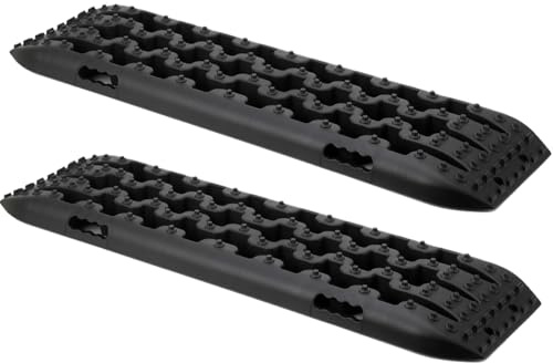 LALABU 2 Stücke Sandbleche Sandboard,10 Tonnen Anfahrhilfe Recovery Board Tracks,Anfahrhilfe Traktionsmatte Offroad für Geländewagen, Wohnmobil, PKW und LKW